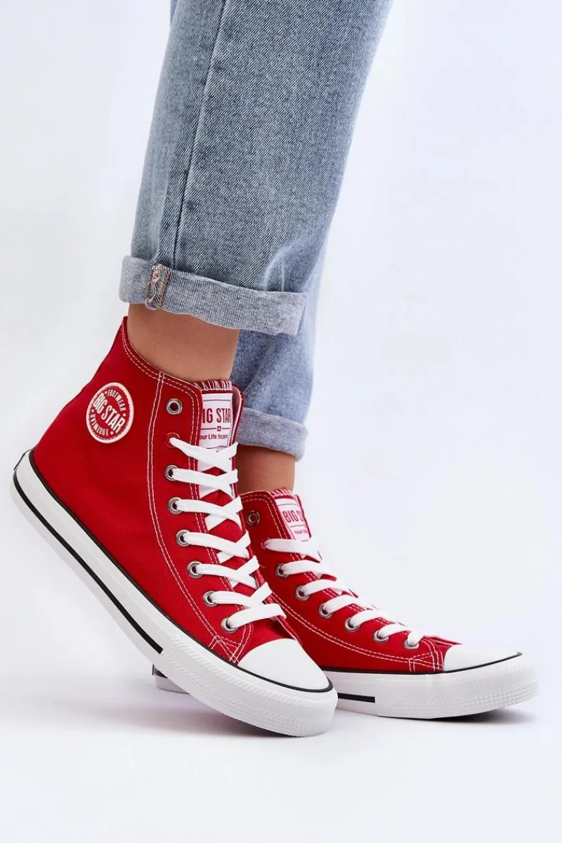 Sale Damskie Klasyczne Wysokie Trampki Big Star T274024 Czerwone Damskie Trampki Damskie Big Star|Trampki Damskie Wysokie