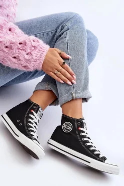 Trampki Damskie Big Star|Trampki Damskie Wysokie></noscript>Big Star Shoes Damskie Klasyczne Wysokie Trampki Big Star T274027 Czarne