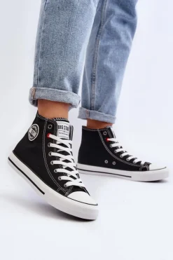 Trampki Damskie Big Star|Trampki Damskie Wysokie></noscript>Big Star Shoes Damskie Klasyczne Wysokie Trampki Big Star T274027 Czarne