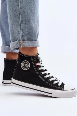 Trampki Damskie Big Star|Trampki Damskie Wysokie></noscript>Big Star Shoes Damskie Klasyczne Wysokie Trampki Big Star T274027 Czarne