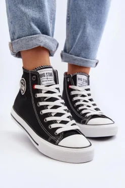 Trampki Damskie Big Star|Trampki Damskie Wysokie></noscript>Big Star Shoes Damskie Klasyczne Wysokie Trampki Big Star T274027 Czarne