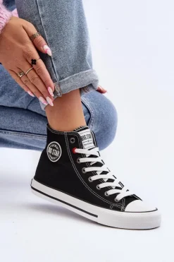 Trampki Damskie Big Star|Trampki Damskie Wysokie></noscript>Big Star Shoes Damskie Klasyczne Wysokie Trampki Big Star T274027 Czarne