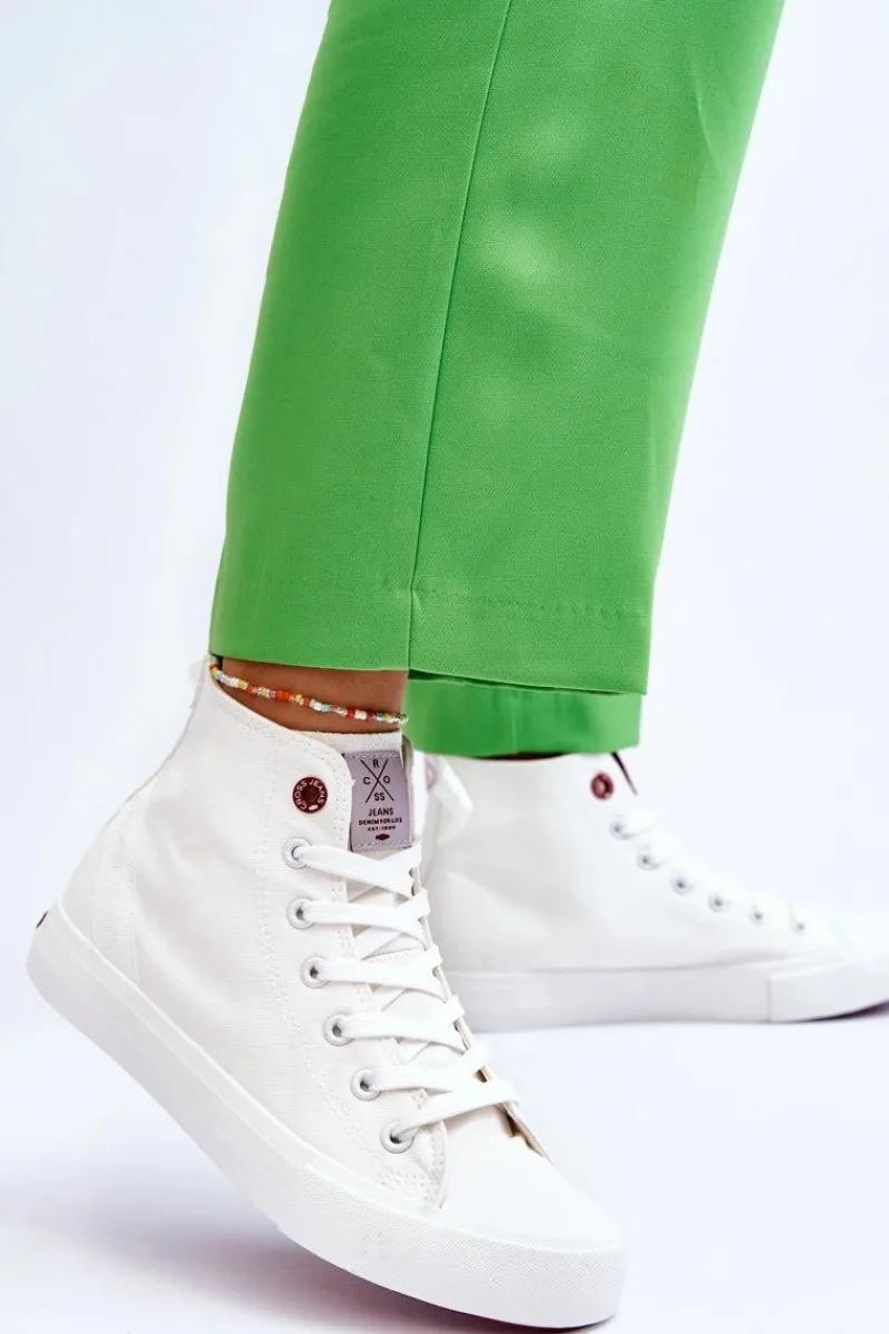 Outlet Cross Jeans Damskie Klasyczne Wysokie Trampki LL2R4086C Białe Biały