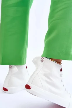 Outlet Cross Jeans Damskie Klasyczne Wysokie Trampki LL2R4086C Białe Biały