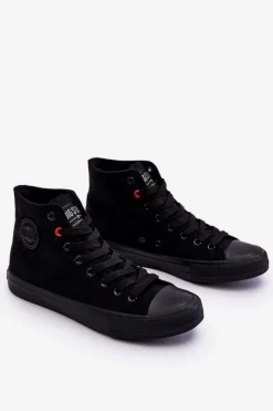 New Damskie Klasyczne Wysokie Trampki Big Star T274033 Czarne Damskie Trampki Damskie Big Star|Trampki Damskie Wysokie