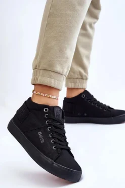 Best Damskie Klasyczne Wysokie Trampki Big Star LL274001 Czarne Damskie Trampki Damskie Big Star|Trampki Damskie Wysokie