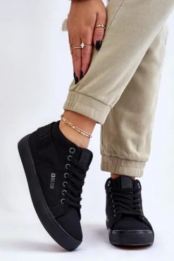 Best Damskie Klasyczne Wysokie Trampki Big Star LL274001 Czarne Damskie Trampki Damskie Big Star|Trampki Damskie Wysokie