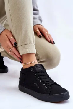 Best Damskie Klasyczne Wysokie Trampki Big Star LL274001 Czarne Damskie Trampki Damskie Big Star|Trampki Damskie Wysokie