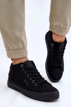 Best Damskie Klasyczne Wysokie Trampki Big Star LL274001 Czarne Damskie Trampki Damskie Big Star|Trampki Damskie Wysokie