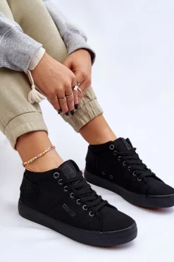 Best Damskie Klasyczne Wysokie Trampki Big Star LL274001 Czarne Damskie Trampki Damskie Big Star|Trampki Damskie Wysokie