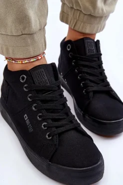 Best Damskie Klasyczne Wysokie Trampki Big Star LL274001 Czarne Damskie Trampki Damskie Big Star|Trampki Damskie Wysokie