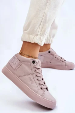 New Damskie Klasyczne Wysokie Trampki Big Star LL274004 Nude Damskie Trampki Damskie Big Star|Trampki Damskie Wysokie