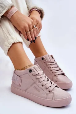 New Damskie Klasyczne Wysokie Trampki Big Star LL274004 Nude Damskie Trampki Damskie Big Star|Trampki Damskie Wysokie