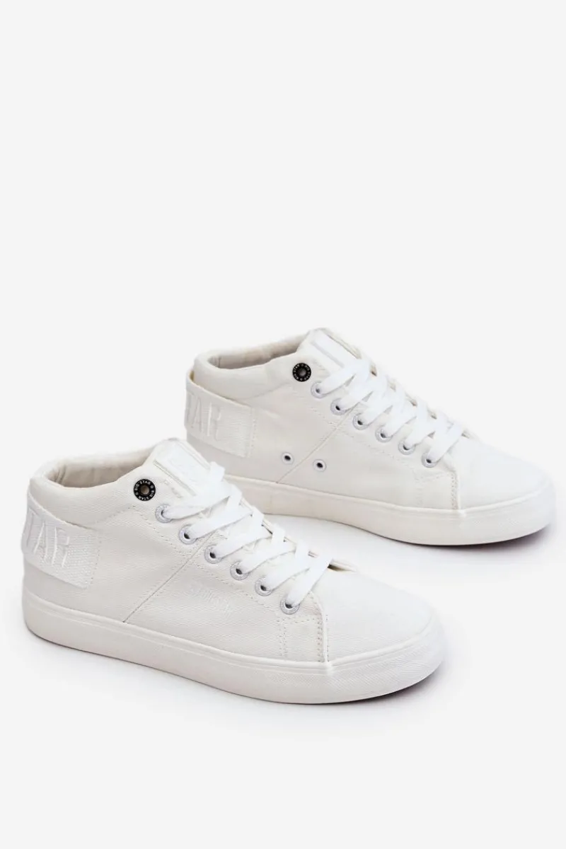 Discount Big Star Shoes Damskie Klasyczne Wysokie Trampki Big Star LL274002 Białe Biały