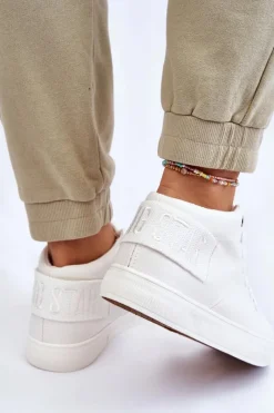 Discount Big Star Shoes Damskie Klasyczne Wysokie Trampki Big Star LL274002 Białe Biały