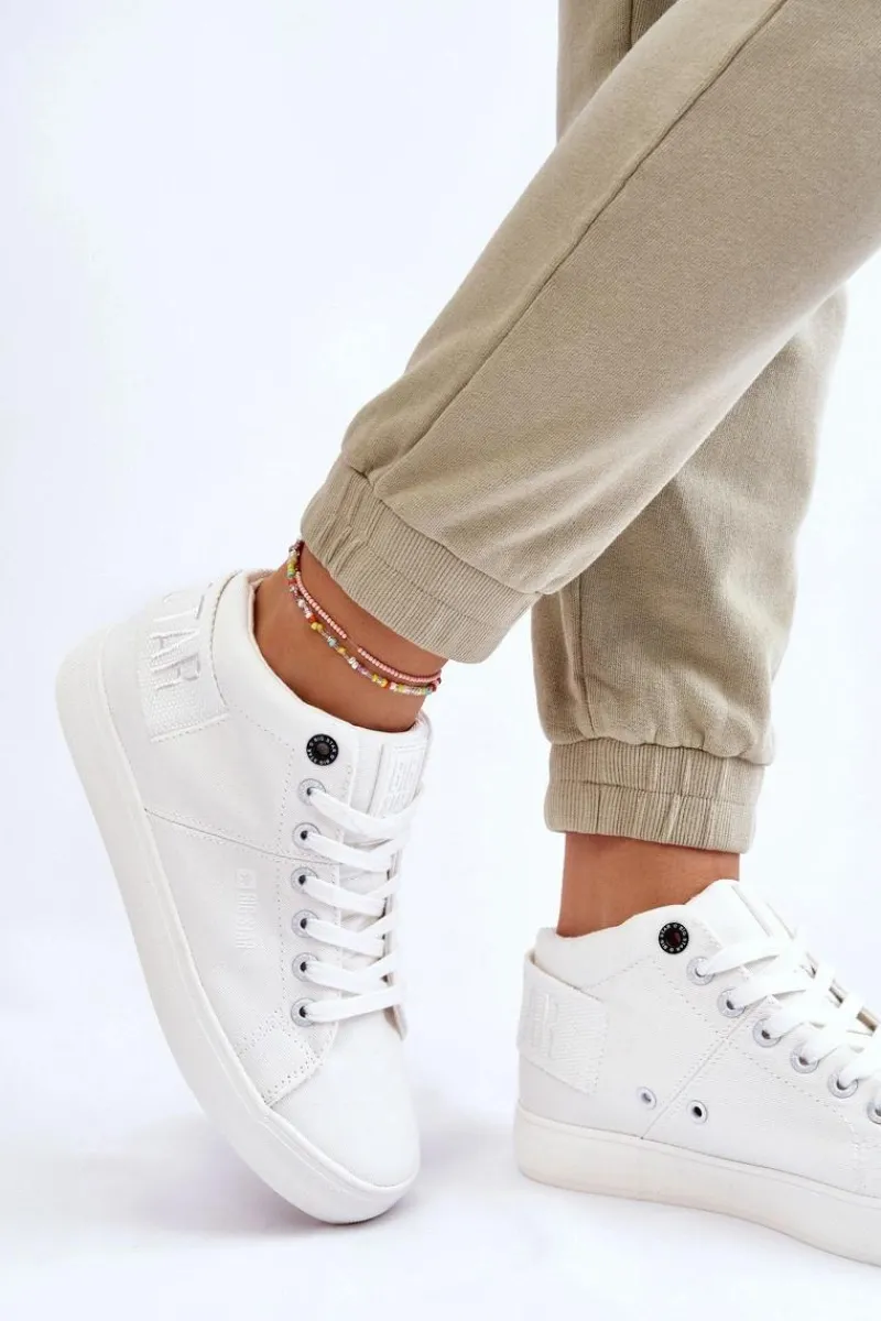 Discount Big Star Shoes Damskie Klasyczne Wysokie Trampki Big Star LL274002 Białe Biały