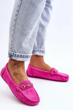 Best Boto Damskie Klasyczne Zamszowe Mokasyny Różowe Corinell Różowy