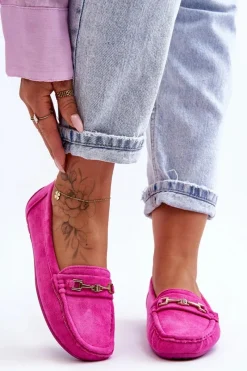 Best Boto Damskie Klasyczne Zamszowe Mokasyny Różowe Corinell Różowy