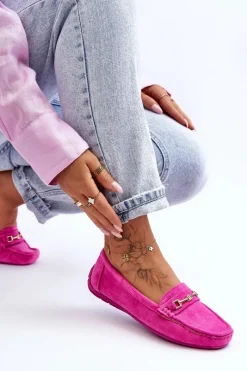 Best Boto Damskie Klasyczne Zamszowe Mokasyny Różowe Corinell Różowy