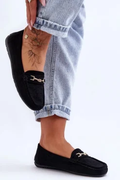 Sale Damskie Klasyczne Zamszowe Mokasyny Czarne Corinell Damskie Mokasyny Damskie Zamszowe