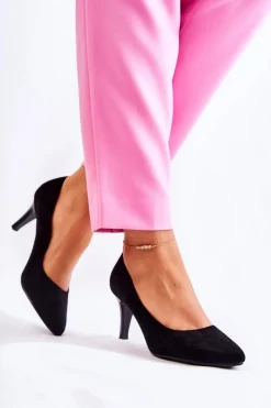 Clearance Damskie Klasyczne Zamszowe Czółenka Czarne Semprella Damskie Czółenka Klasyczne