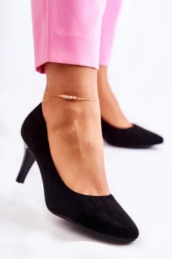 Clearance Damskie Klasyczne Zamszowe Czółenka Czarne Semprella Damskie Czółenka Klasyczne