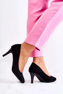 Clearance Damskie Klasyczne Zamszowe Czółenka Czarne Semprella Damskie Czółenka Klasyczne