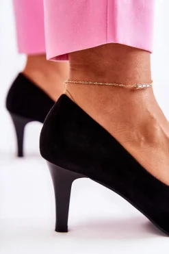 Clearance Damskie Klasyczne Zamszowe Czółenka Czarne Semprella Damskie Czółenka Klasyczne