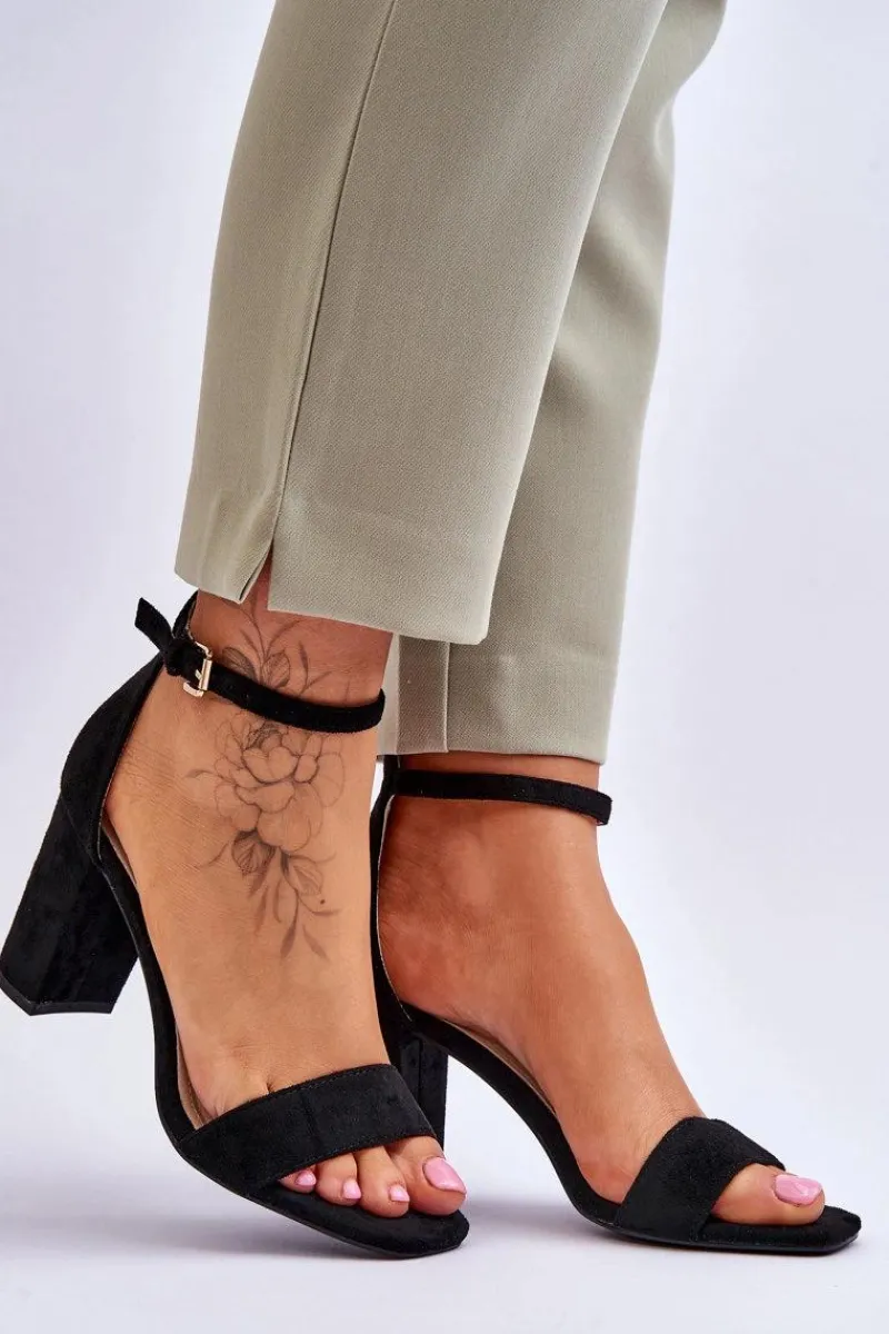 Sandały Na Obcasie>Evento Damskie Klasyczne Zamszowe Sandały Czarne Passo