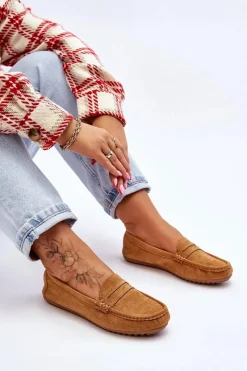 Clearance Boto Damskie Klasyczne Zamszowe Mokasyny Camel Ivana
