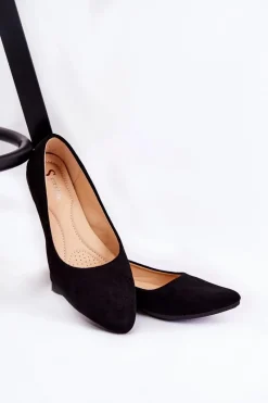 Discount Boto Damskie Klasyczne Zamszowe Baleriny Czarne Arina