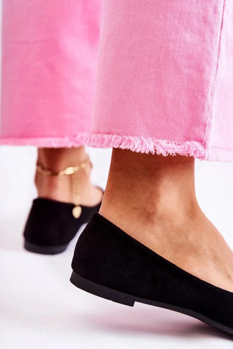 Discount Boto Damskie Klasyczne Zamszowe Baleriny Czarne Arina