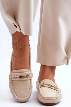 New Damskie Klasyczne Zamszowe Mokasyny Beżowe Corinell Damskie Loafersy Damskie|Mokasyny Damskie Zamszowe