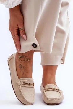 New Damskie Klasyczne Zamszowe Mokasyny Beżowe Corinell Damskie Loafersy Damskie|Mokasyny Damskie Zamszowe