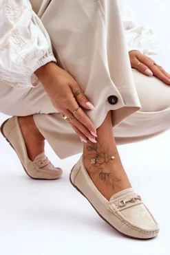 New Damskie Klasyczne Zamszowe Mokasyny Beżowe Corinell Damskie Loafersy Damskie|Mokasyny Damskie Zamszowe