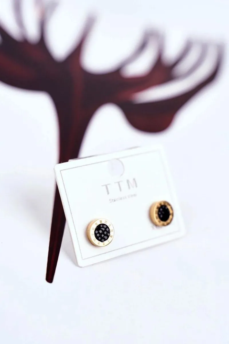 Discount Boto Damskie Kolczyki Koła Złote Z Cyrkoniami Czarny Środek Bridget