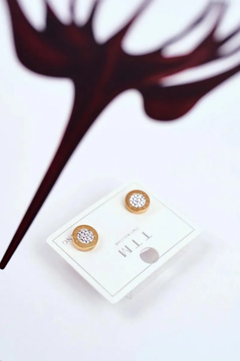 Kolczyki>Boto Damskie Kolczyki Koła Złote Z Cyrkoniami Biały Środek Bridget