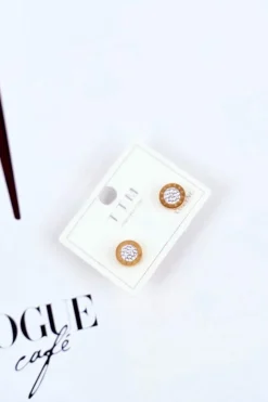 Kolczyki>Boto Damskie Kolczyki Koła Złote Z Cyrkoniami Biały Środek Bridget