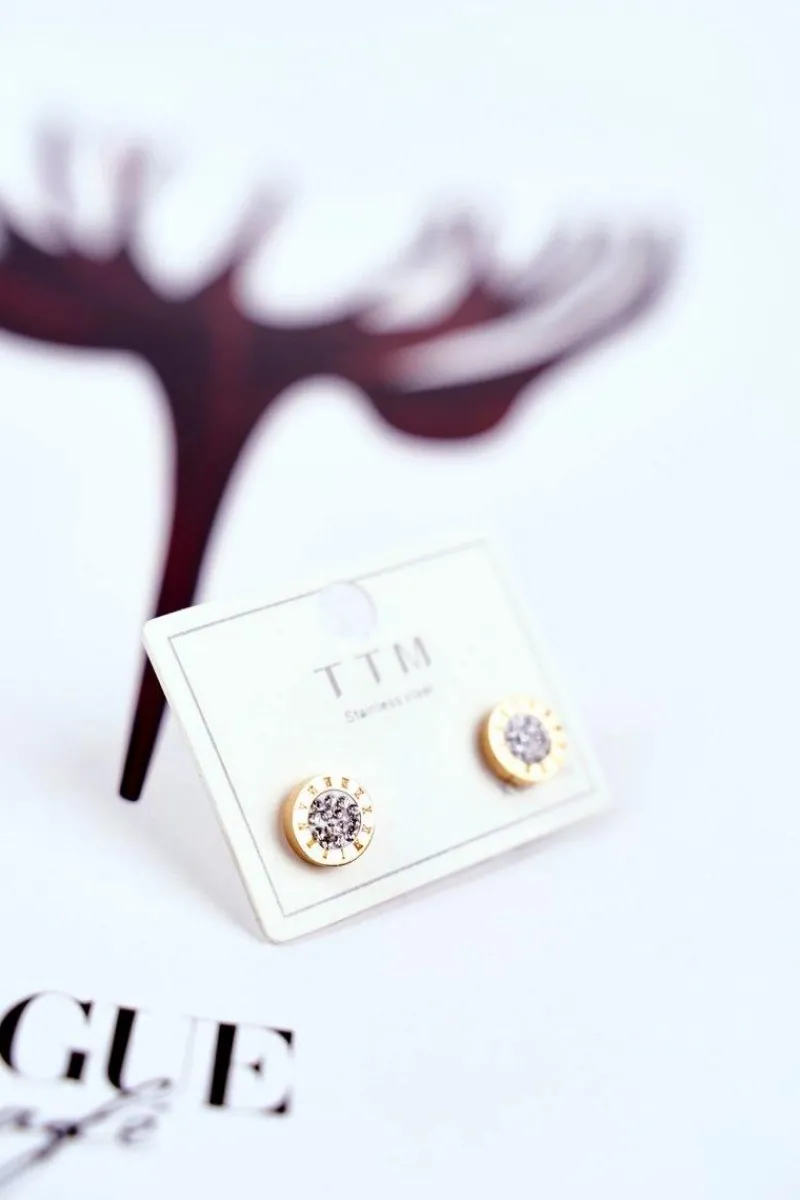 Kolczyki>Boto Damskie Kolczyki Koła Złote Z Cyrkoniami Biały Środek Bridget