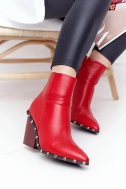 Hot Boto Damskie Kowbojskie Botki Na Obcasie Lu Boo Czerwone