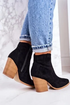 Online Boto Damskie Kowbojskie Ocieplane Botki Na Słupku Czarne Margaret