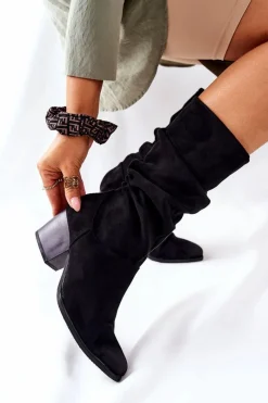 Hot Buty damskie Vinceza Damskie Kozaczki Zamszowe Czarne Ranafast