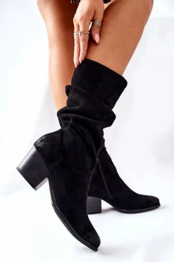 Hot Buty damskie Vinceza Damskie Kozaczki Zamszowe Czarne Ranafast