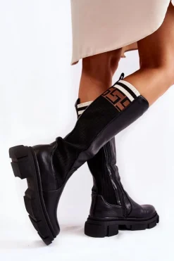 Best Damskie Kozaki Do Kolana Czarne Kathrin Damskie Kozaki Wiosenne|Kozaki Płaskie