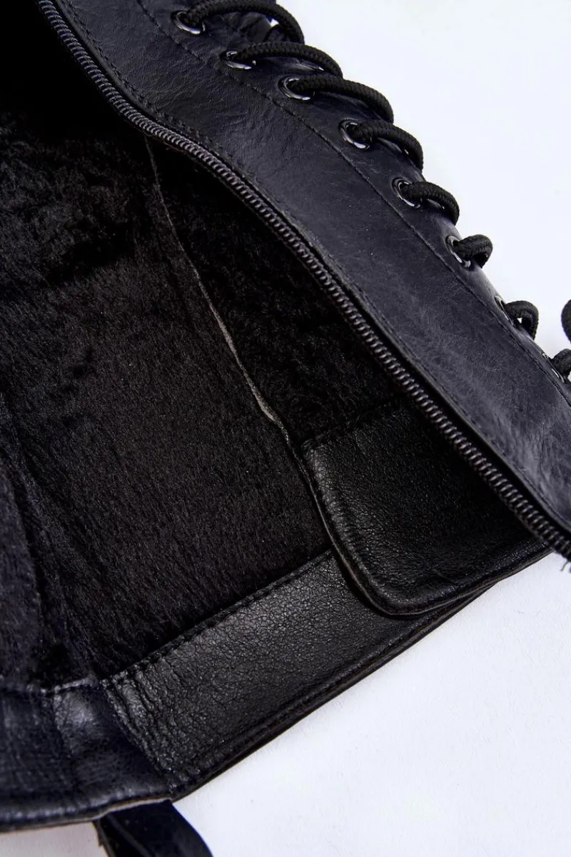 Kozaki Płaskie|Kozaki Przed Kolano>Boto Damskie Kozaki Glany Z Nerką Sznurowane Czarne Lillien