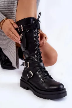 Online Boto Damskie Kozaki Glany Z Nerką Na Suwak Czarne Joelle