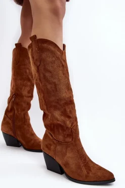Kozaki Wiosenne|Kozaki Przed Kolano>Boto Damskie Kozaki Kowbojki Na Słupku Camel Sloana