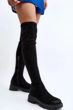 Kozaki Ocieplane|Muszkieterki></noscript>Boto Damskie Kozaki Na Płaskim Obcasie Za Kolano La.Fi 270068B-SU Czarne