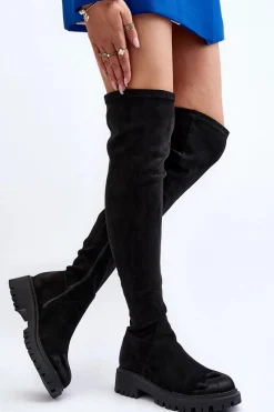 Kozaki Ocieplane|Muszkieterki></noscript>Boto Damskie Kozaki Na Płaskim Obcasie Za Kolano La.Fi 270068B-SU Czarne