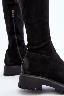 Kozaki Ocieplane|Muszkieterki></noscript>Boto Damskie Kozaki Na Płaskim Obcasie Za Kolano La.Fi 270068B-SU Czarne